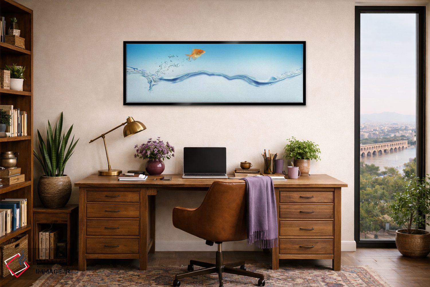 تابلو دکوراتیو ماهی قرمز در حال پریدن از آب اثر پانورامیک ایمجز - D3B