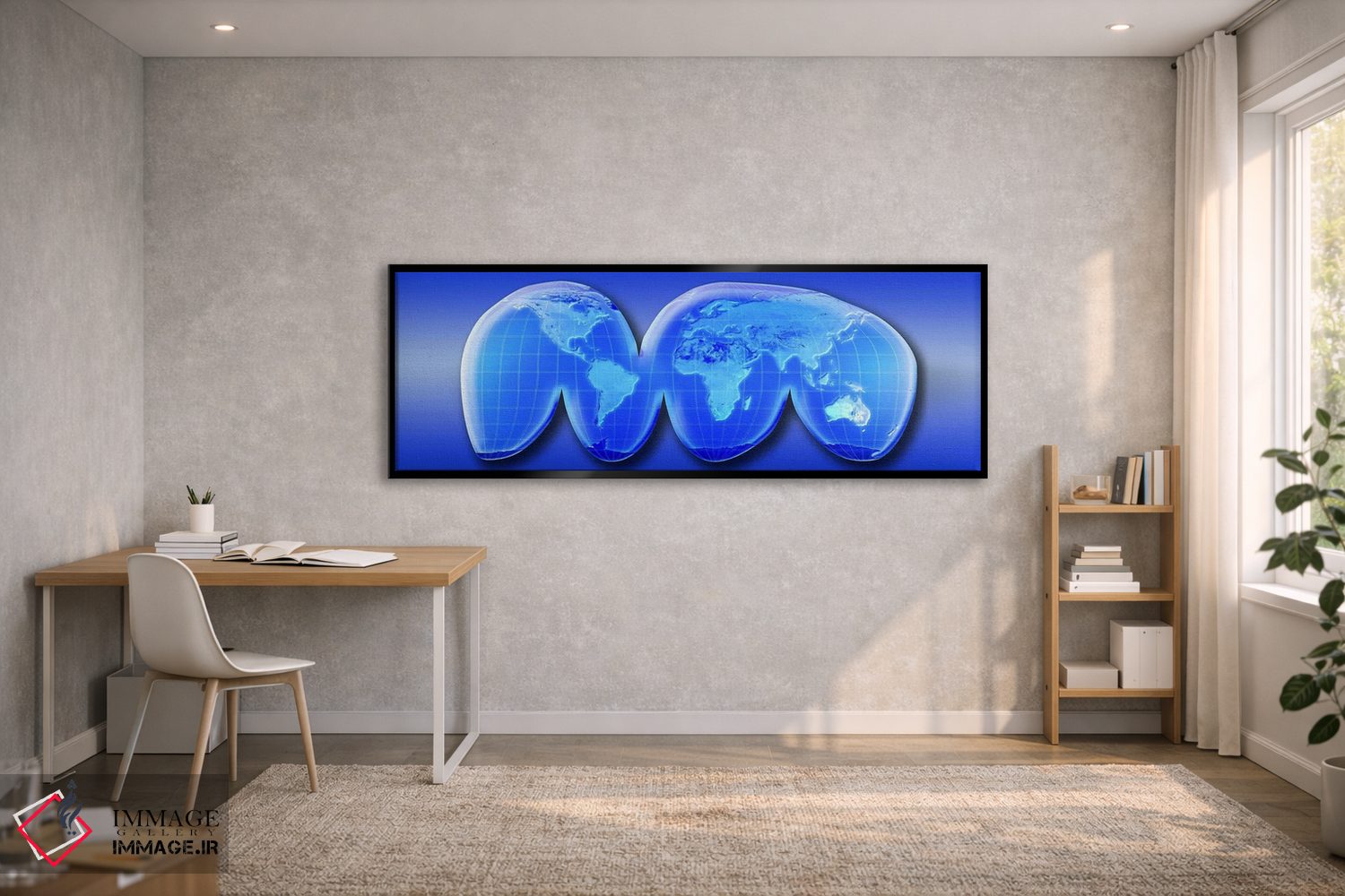 تابلو انتزاعی نقشه جهان با تصویرنگاشت هومولوساین گود اثر پانورامیک ایمجز - D2B