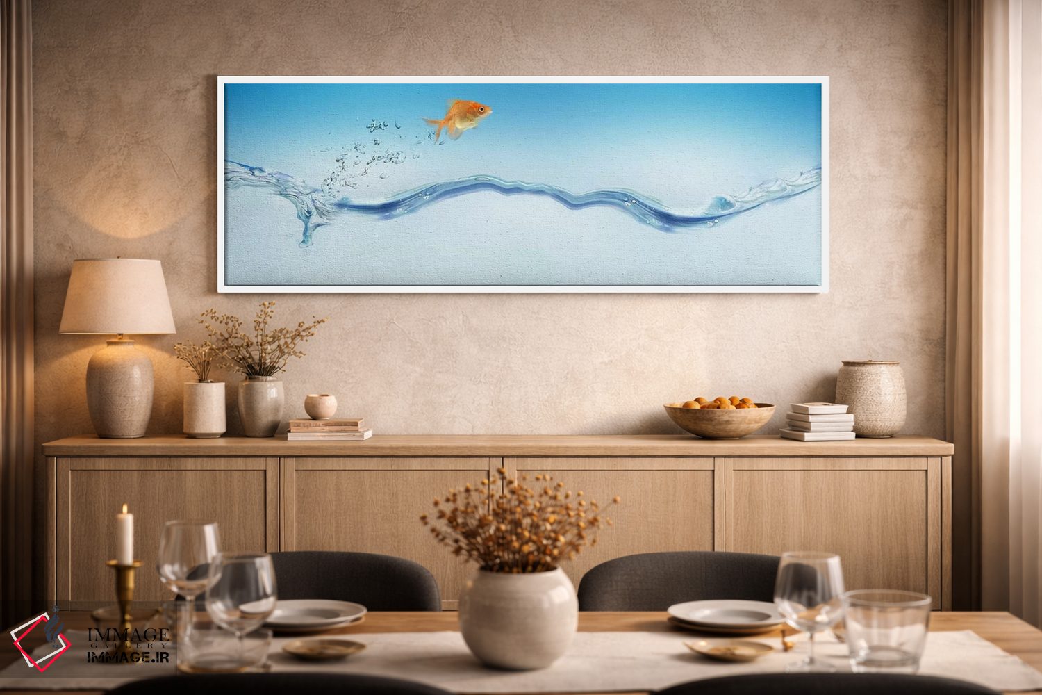 تابلو دکوراتیو ماهی قرمز در حال پریدن از آب اثر پانورامیک ایمجز - D2W