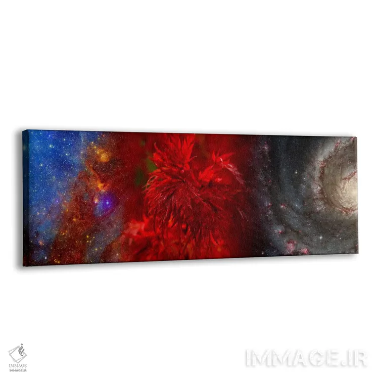 تابلو دکوراتیو کهکشان هابل با برگ های افرا قرمز اثر پانورامیک ایمجز - نمای پرسپکتیو محصول