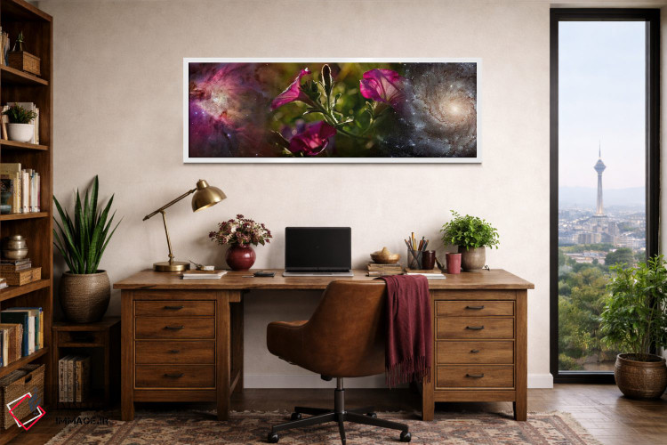 تابلو دکوراتیو نمای نزدیک از گل ها و جهان اثر پانورامیک ایمجز - D1W