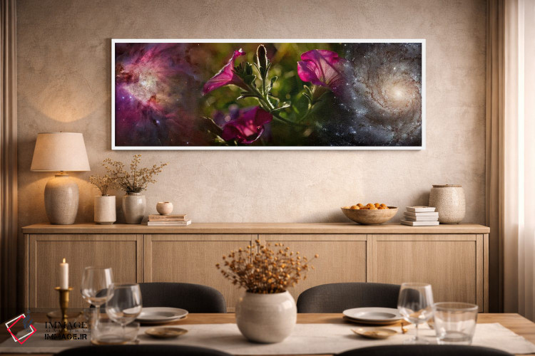 تابلو دکوراتیو نمای نزدیک از گل ها و جهان اثر پانورامیک ایمجز - D2W