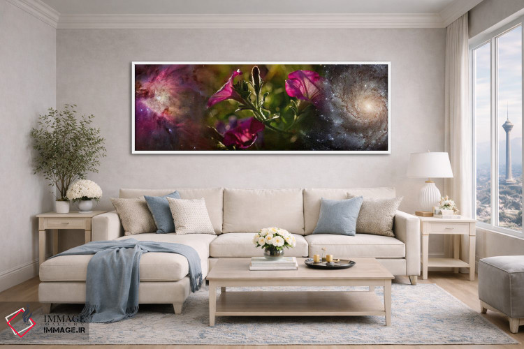 تابلو دکوراتیو نمای نزدیک از گل ها و جهان اثر پانورامیک ایمجز - D4W