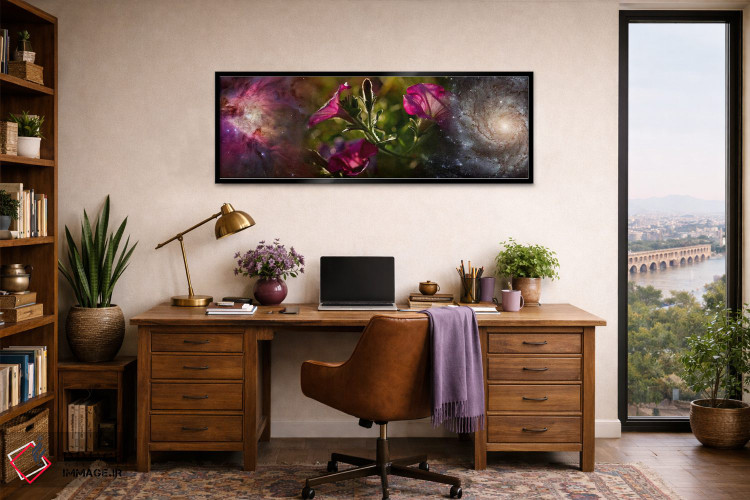 تابلو دکوراتیو نمای نزدیک از گل ها و جهان اثر پانورامیک ایمجز - D3B