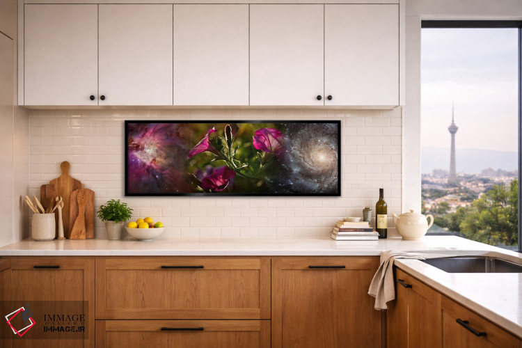 تابلو دکوراتیو نمای نزدیک از گل ها و جهان اثر پانورامیک ایمجز - D5B