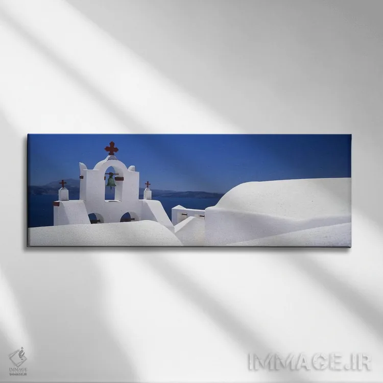 تابلو دکوراتیو Oia, Santorini, Cyclades Islands, Greece,کلیسا، اویا، س… اثر پانورامیک ایمجز - نمای روبهرو روی دیوار
