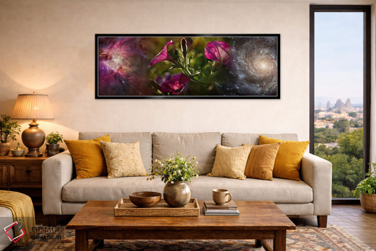 تابلو دکوراتیو نمای نزدیک از گل ها و جهان اثر پانورامیک ایمجز - D6B