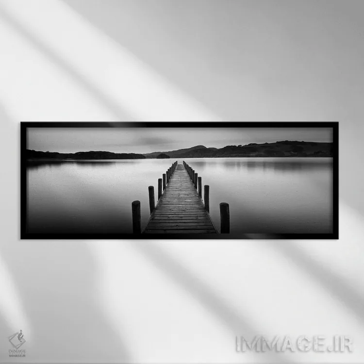 تابلو دکوراتیو اسکله دریاچه اثر فوتوآی ان سی استودیو - نمای قابدار مشکی