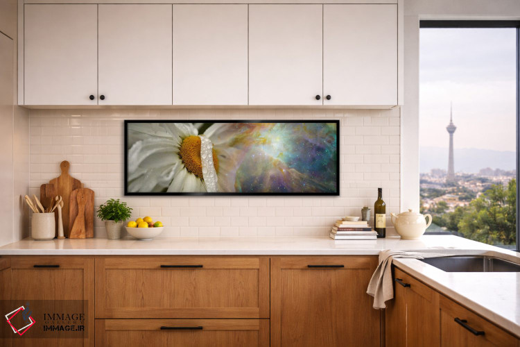 تابلو دکوراتیو گل مروارید با کیهان هابل اثر پانورامیک ایمجز - D5B