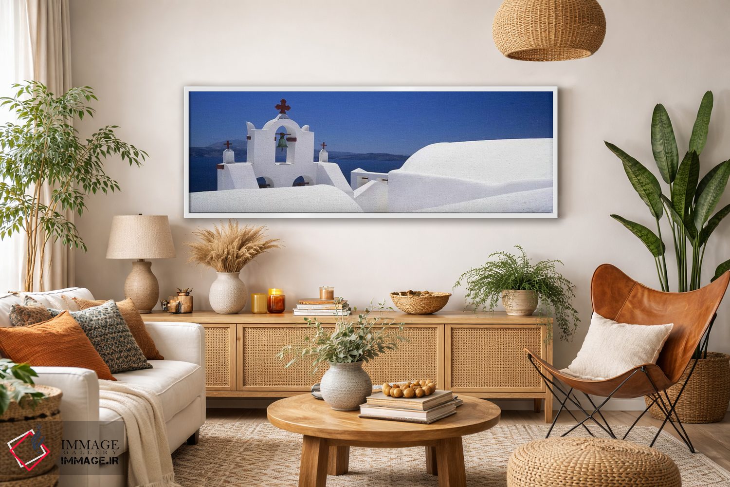 تابلو دکوراتیو Oia, Santorini, Cyclades Islands, Greece,کلیسا، اویا، س… اثر پانورامیک ایمجز - D3W