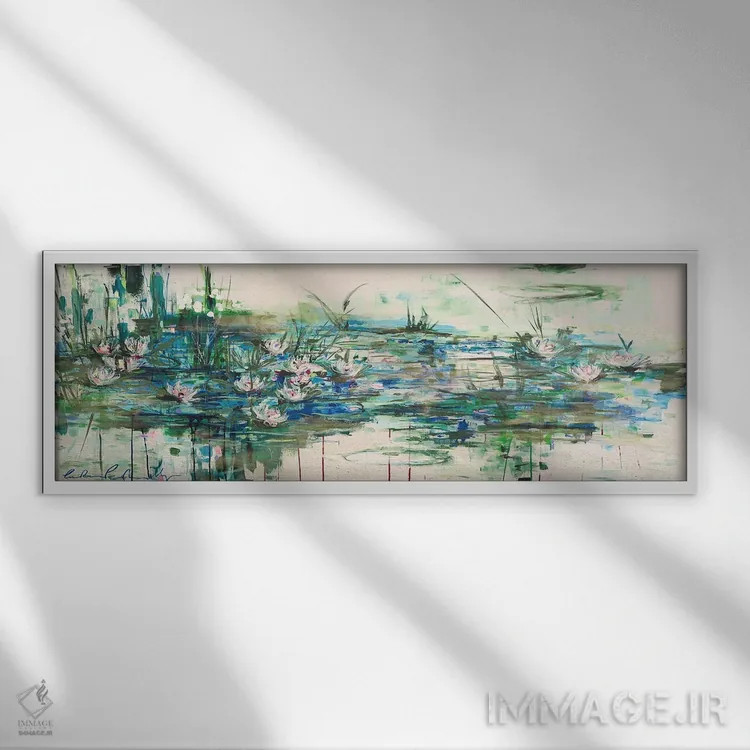 تابلو انتزاعی لبه آب اثر کترین پنینگتون مایر - نمای قابدار سفید