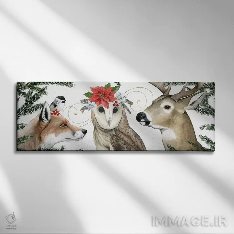 تابلو دکوراتیو مجموعه کریسمس دنیای جنگلی D اثر گریس پاپ - نمای روبهرو روی دیوار