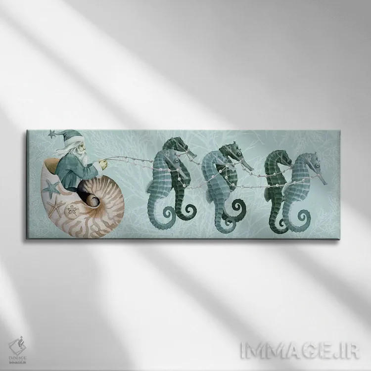 تابلو دکوراتیو مجموعه بابانوئل دریایی D اثر گریس پاپ - نمای روبهرو روی دیوار