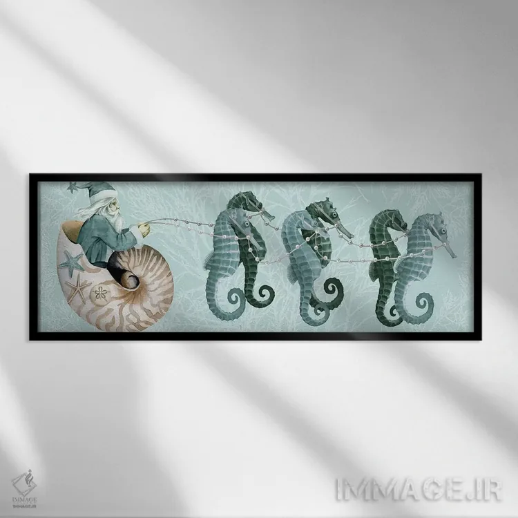 تابلو دکوراتیو مجموعه بابانوئل دریایی D اثر گریس پاپ - نمای قابدار مشکی