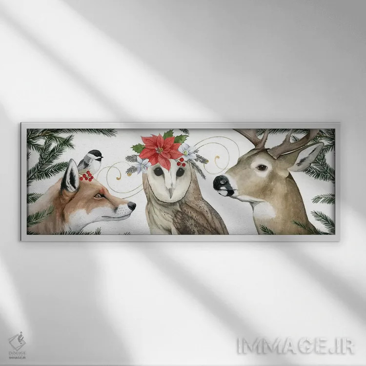 تابلو دکوراتیو مجموعه کریسمس دنیای جنگلی D اثر گریس پاپ - نمای قابدار سفید