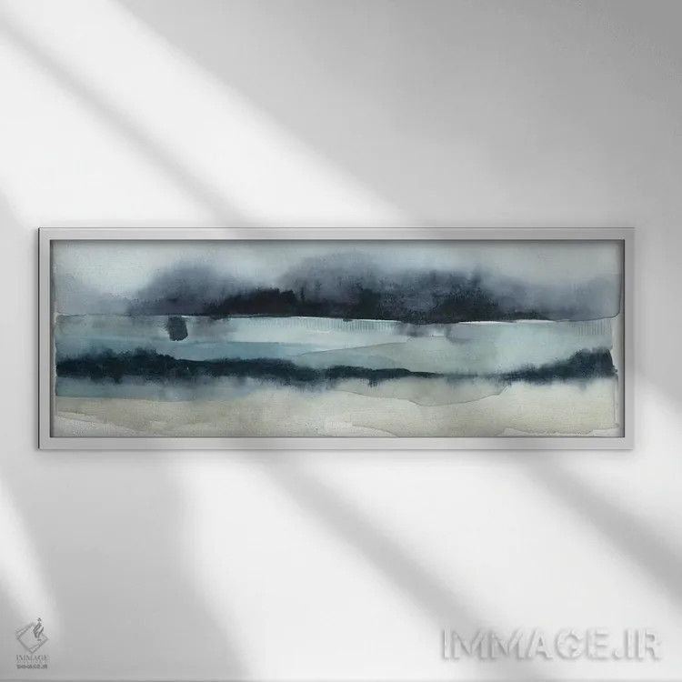 تابلو دکوراتیو دریای طوفانی دو اثر گریس پاپ - نمای قابدار سفید