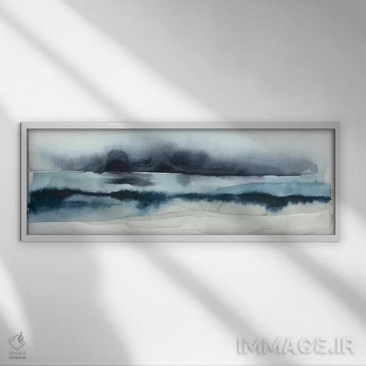 تابلو دکوراتیو دریای طوفانی یک اثر گریس پاپ - نمای قابدار سفید