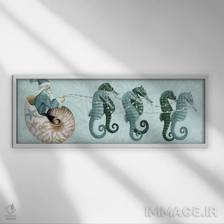 تابلو دکوراتیو مجموعه بابانوئل دریایی D اثر گریس پاپ - نمای قابدار سفید