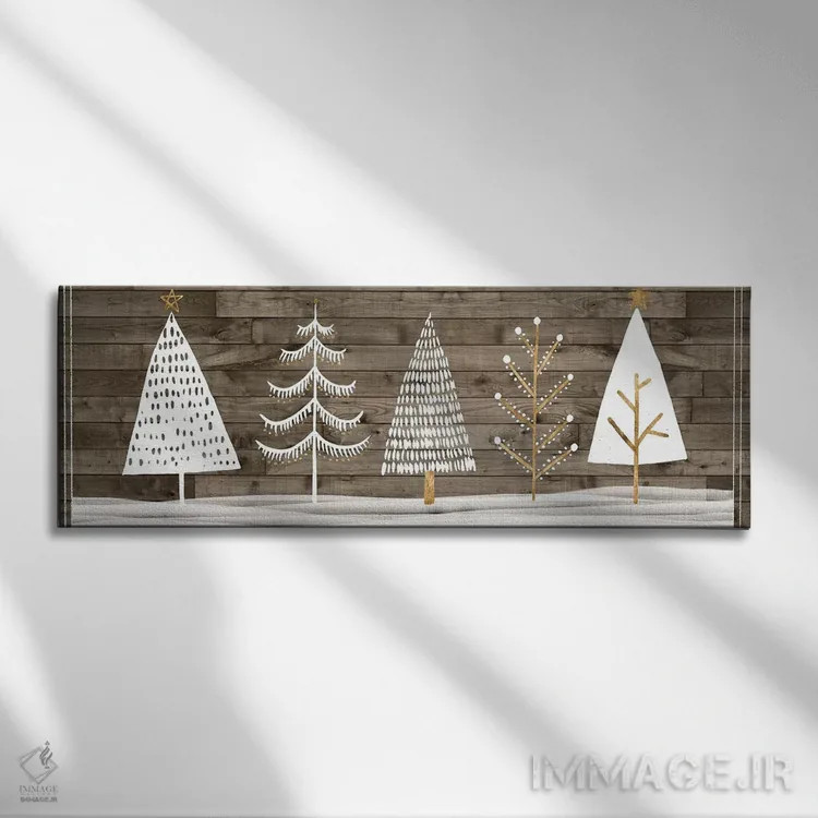 تابلو دکوراتیو مجموعه کریسمس سفید جنگلی D اثر گریس پاپ - نمای روبهرو روی دیوار