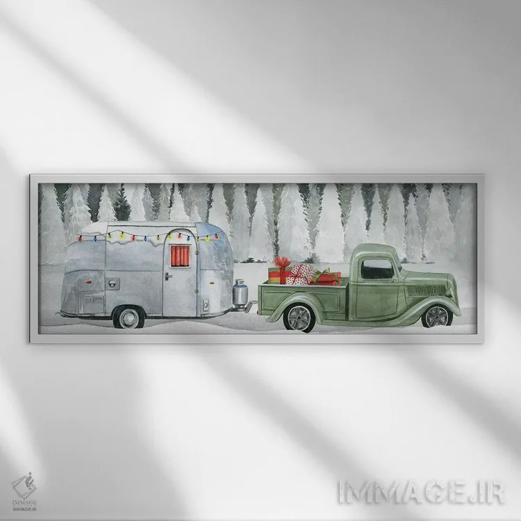 تابلو دکوراتیو سفر جاده ای تعطیلات II اثر گریس پاپ - نمای قابدار سفید