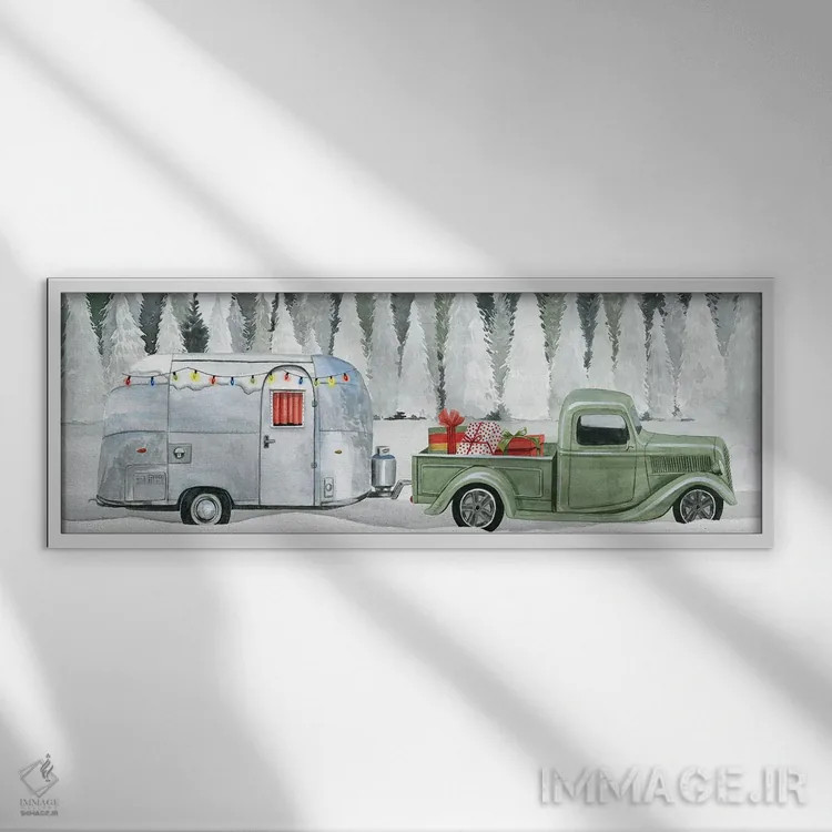 تابلو دکوراتیو سفر جاده ای تعطیلات II اثر گریس پاپ - نمای قابدار سفید