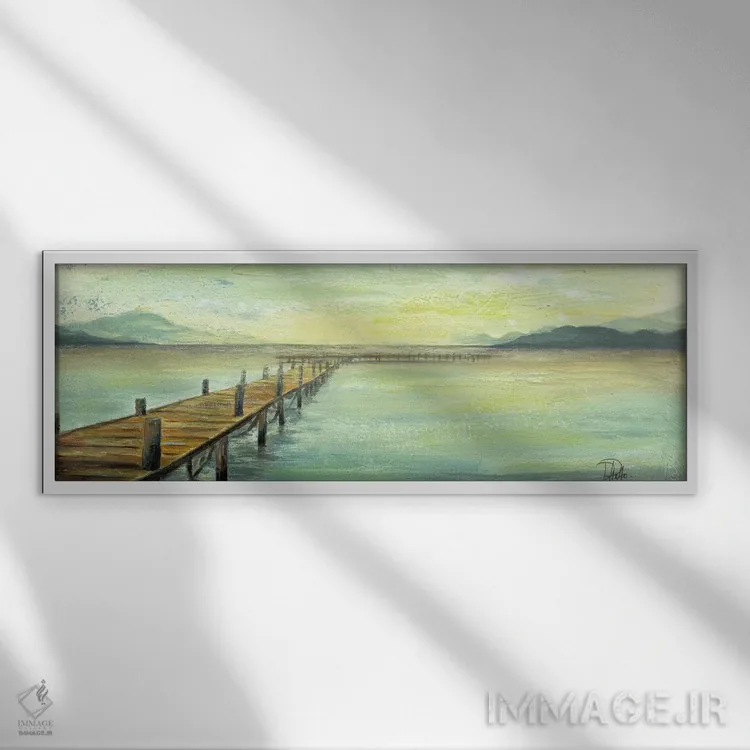 تابلو دکوراتیو دریاچه آرام اثر پاتریشیا پینتو - نمای قابدار سفید