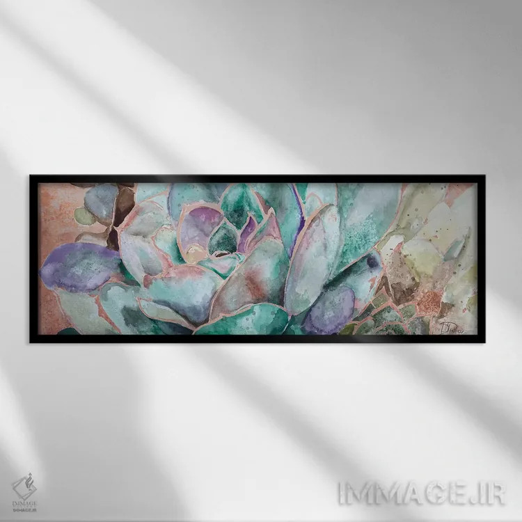 تابلو دکوراتیو گل بیابانی روی خاک رس اثر پاتریشیا پینتو - نمای قابدار مشکی