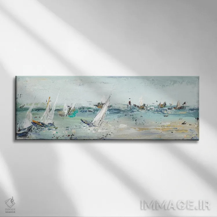 تابلو دکوراتیو ماجراجویی آبی اثر پاتریشیا پینتو - نمای روبهرو روی دیوار