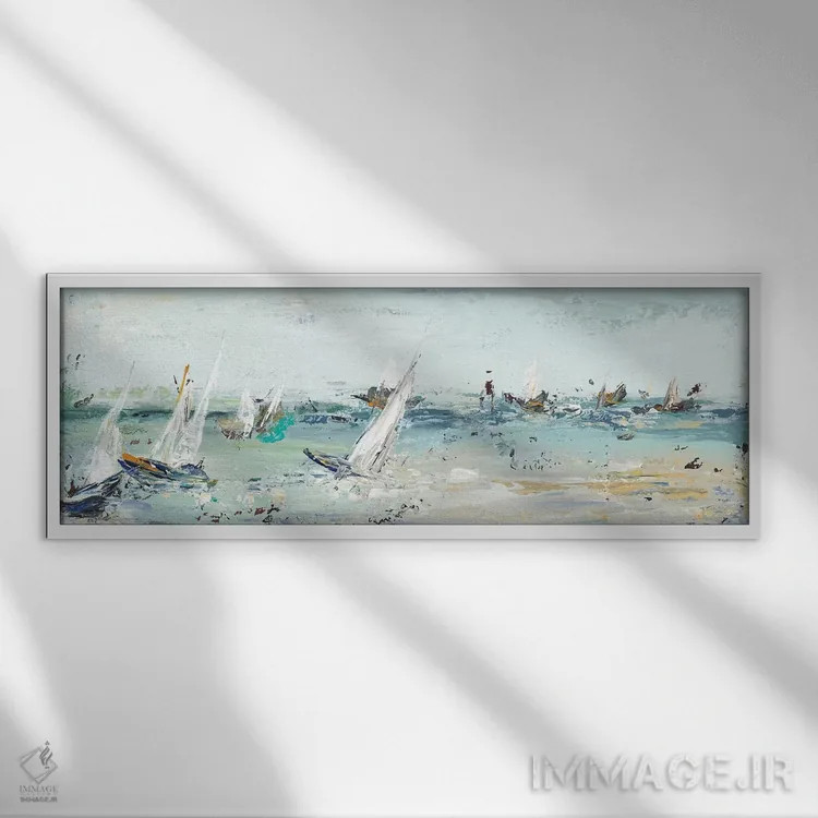 تابلو دکوراتیو ماجراجویی آبی اثر پاتریشیا پینتو - نمای قابدار سفید