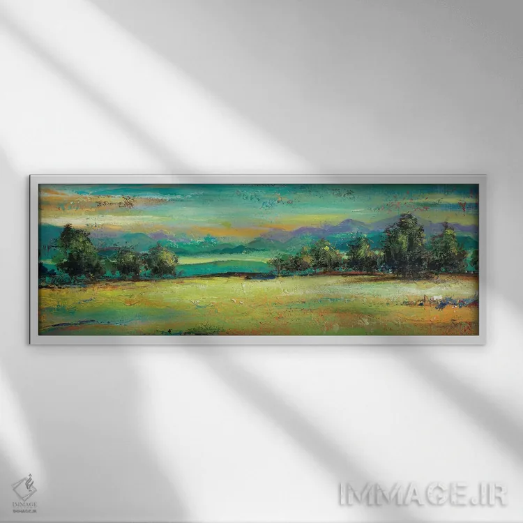 تابلو مدرن جنگل سبز اثر پاتریشیا پینتو - نمای قابدار سفید