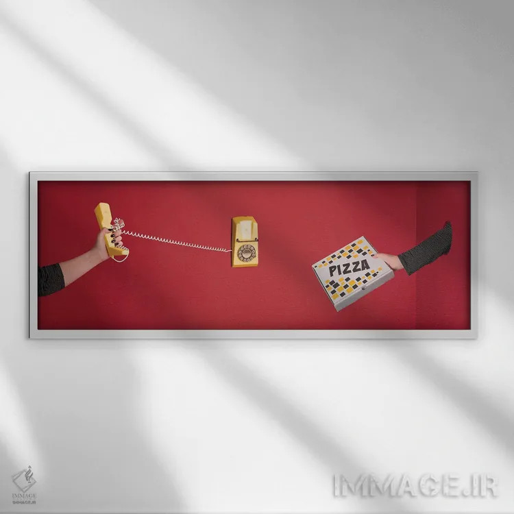 تابلو دکوراتیو پیتزا اکسپرس اثر پپینو د مار - نمای قابدار سفید