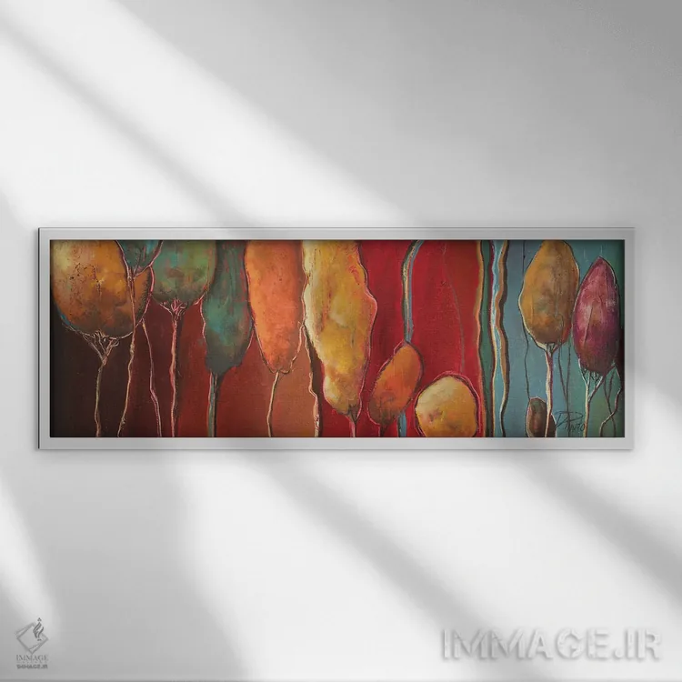 تابلو دکوراتیو درختان مدرن I اثر پاتریشیا پینتو - نمای قابدار سفید