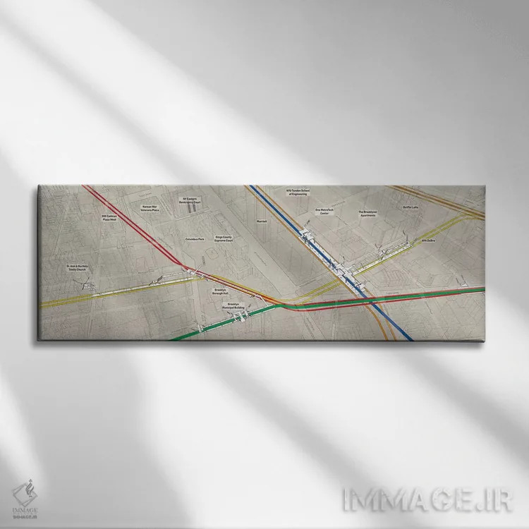 تابلو مینیمال گروه ایستگاه های متروی سالن بروکلین و متروتک اثر پروژه متروی نیویورک - نمای روبهرو روی دیوار