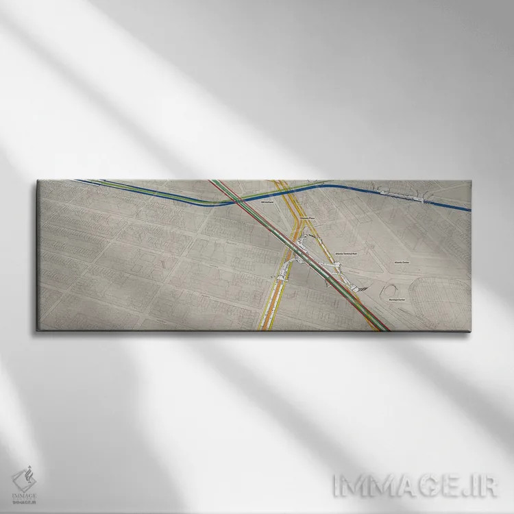 تابلو مینیمال خیابان آتلانتیک اثر پروژه متروی نیویورک - نمای روبهرو روی دیوار