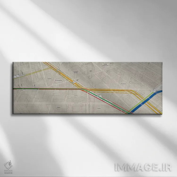 تابلو مینیمال گروه ایستگاه های متروی خیابان فلتبوش بروکلین اثر پروژه متروی نیویورک - نمای روبهرو روی دیوار