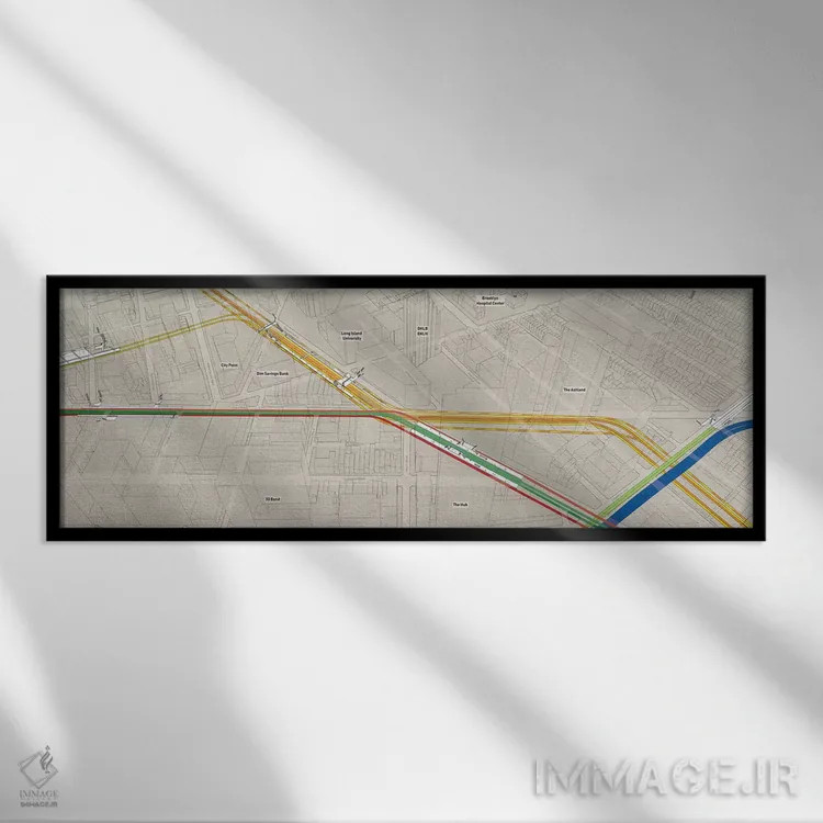 تابلو مینیمال گروه ایستگاه های متروی خیابان فلتبوش بروکلین اثر پروژه متروی نیویورک - نمای قابدار مشکی