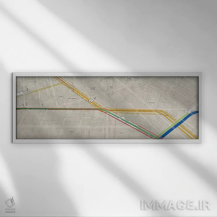 تابلو مینیمال گروه ایستگاه های متروی خیابان فلتبوش بروکلین اثر پروژه متروی نیویورک - نمای قابدار سفید