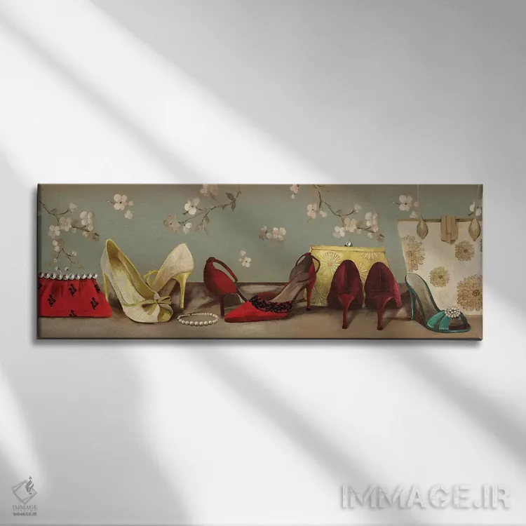 تابلو دکوراتیو صف کفش ها اثر پی آی استودیو - نمای روبهرو روی دیوار