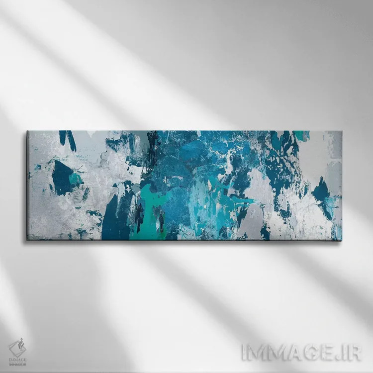 تابلو دکوراتیو آبی آلوده اثر پی آی استودیو - نمای روبهرو روی دیوار