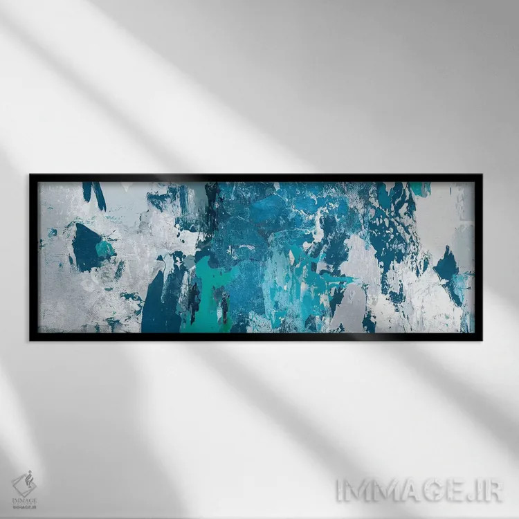 تابلو دکوراتیو آبی آلوده اثر پی آی استودیو - نمای قابدار مشکی