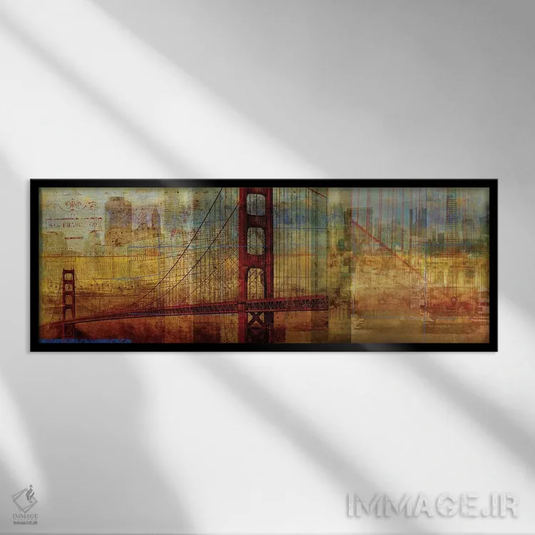 تابلو دکوراتیو پل غروب اثر پی آی استودیو - نمای قابدار مشکی