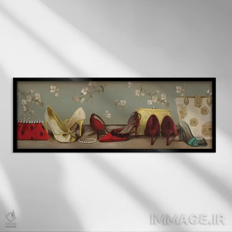 تابلو دکوراتیو صف کفش ها اثر پی آی استودیو - نمای قابدار مشکی