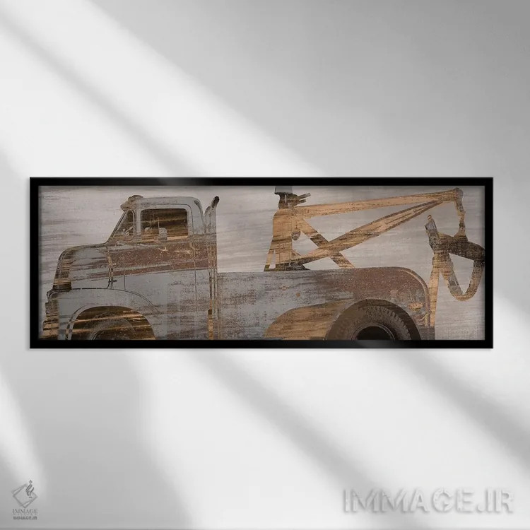 تابلو دکوراتیو منحنی کامیون ها اثر پی آی استودیو - نمای قابدار مشکی