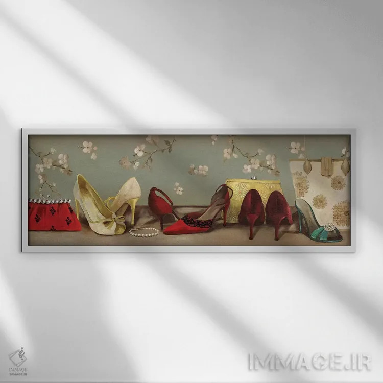 تابلو دکوراتیو صف کفش ها اثر پی آی استودیو - نمای قابدار سفید