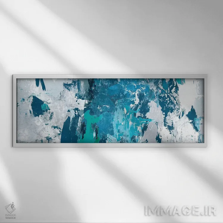 تابلو دکوراتیو آبی آلوده اثر پی آی استودیو - نمای قابدار سفید