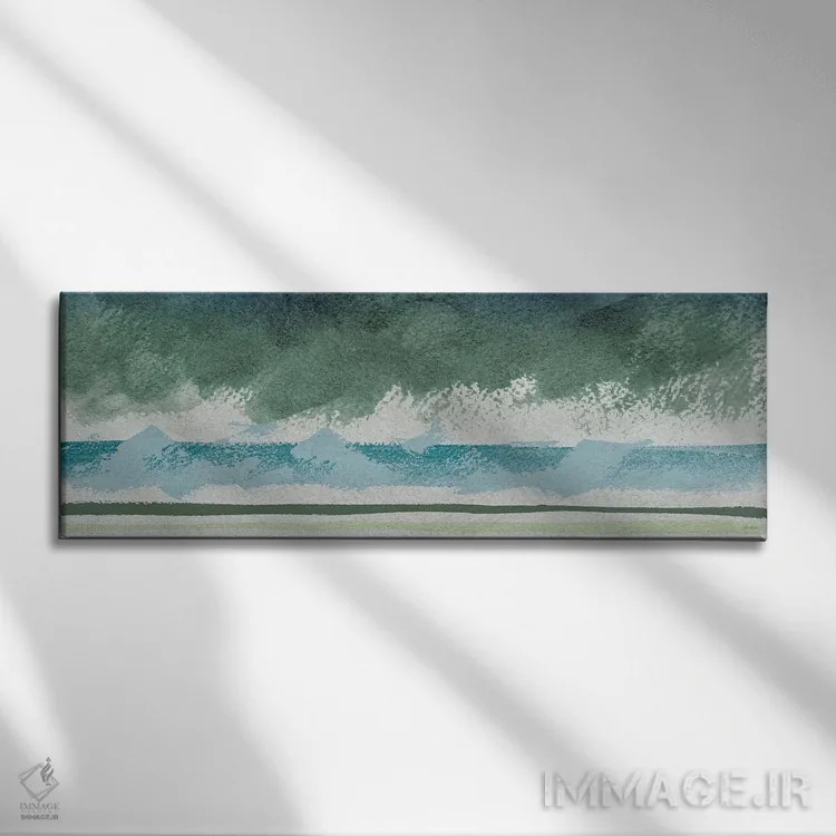 تابلو دکوراتیو مدرن سبزآبی ۳ اثر پتی بیشاپ - نمای روبهرو روی دیوار