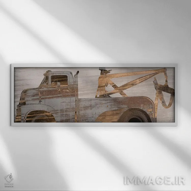 تابلو دکوراتیو منحنی کامیون ها اثر پی آی استودیو - نمای قابدار سفید
