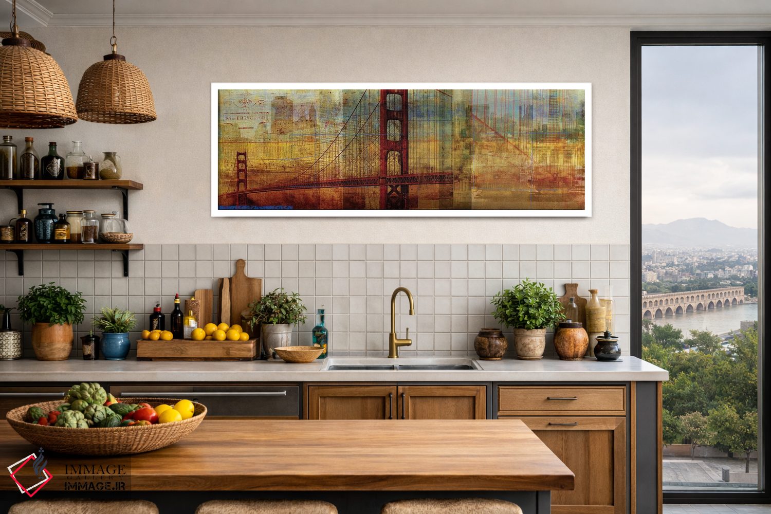 تابلو دکوراتیو پل غروب اثر پی آی استودیو - D3W