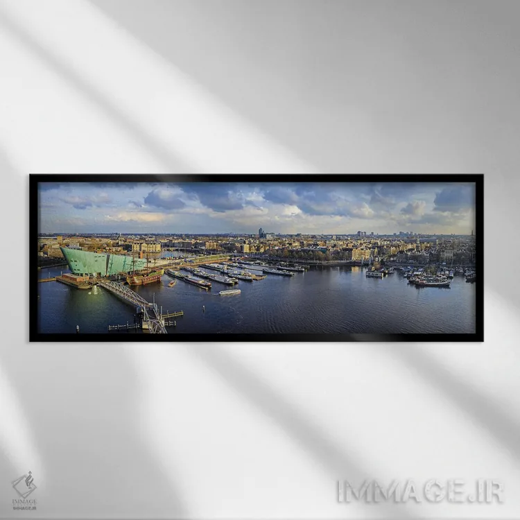 تابلو دکوراتیو افق آمستردام اثر پل رومر - نمای قابدار مشکی