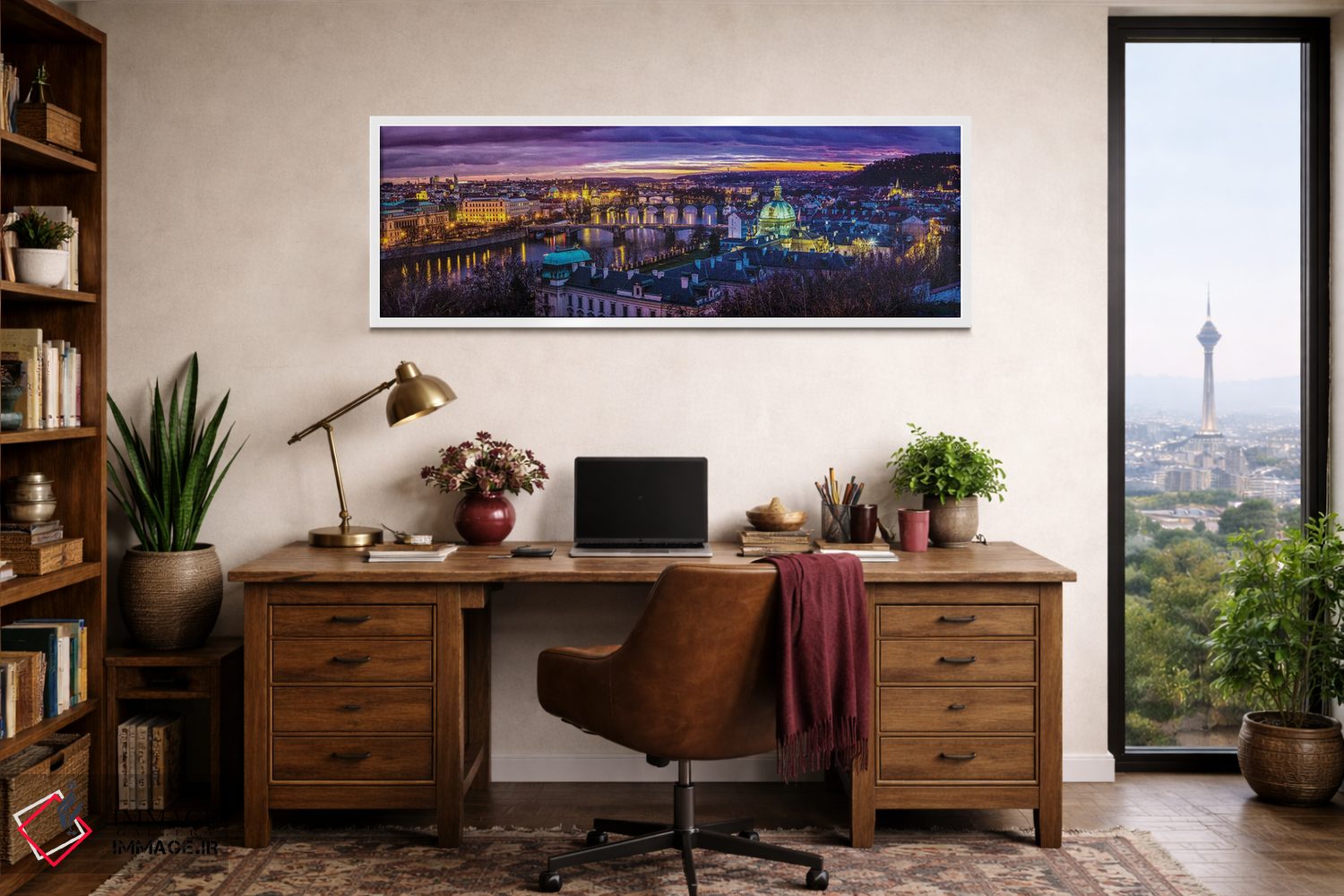 تابلو دکوراتیو پل های پراگ بر رودخانه در غروب، جمهوری چک اثر پل رومر - D1W